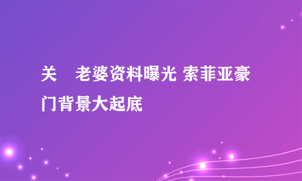 关喆老婆资料曝光 索菲亚豪门背景大起底