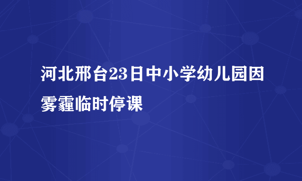 河北邢台23日中小学幼儿园因雾霾临时停课