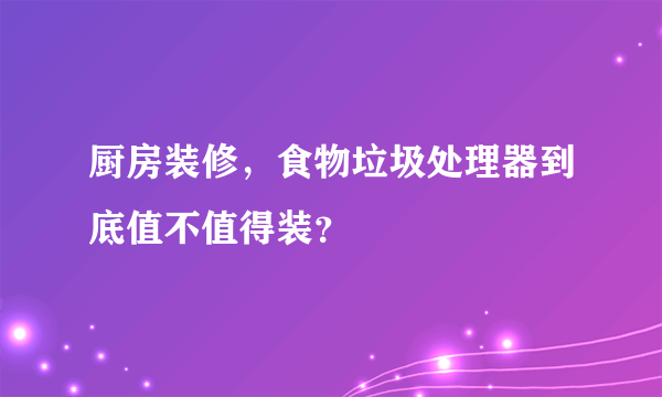 厨房装修，食物垃圾处理器到底值不值得装？