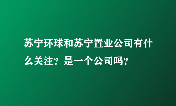 苏宁环球和苏宁置业公司有什么关注？是一个公司吗？