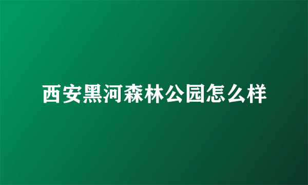 西安黑河森林公园怎么样