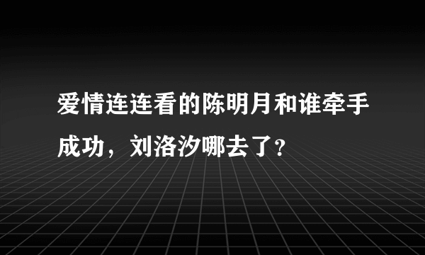 爱情连连看的陈明月和谁牵手成功，刘洛汐哪去了？