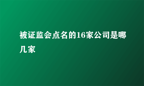 被证监会点名的16家公司是哪几家