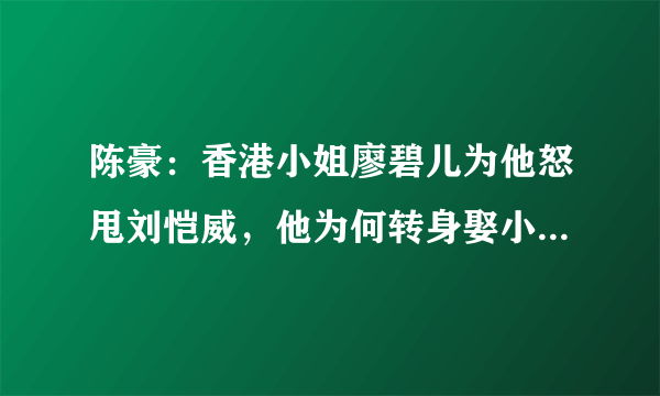 陈豪：香港小姐廖碧儿为他怒甩刘恺威，他为何转身娶小10岁陈茵媺