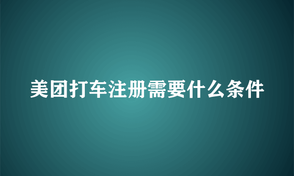 美团打车注册需要什么条件