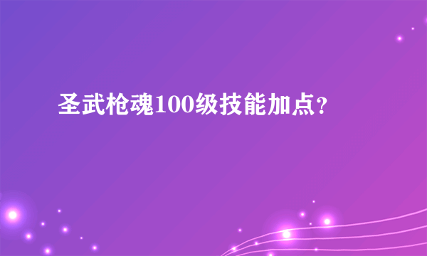 圣武枪魂100级技能加点？