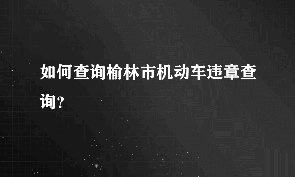 如何查询榆林市机动车违章查询？