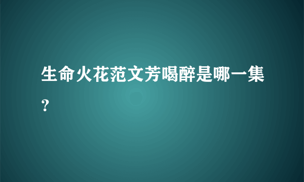 生命火花范文芳喝醉是哪一集？