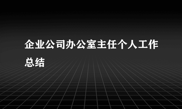 企业公司办公室主任个人工作总结