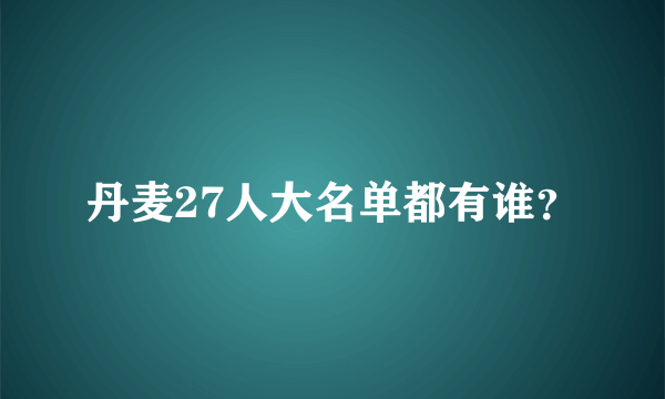 丹麦27人大名单都有谁？