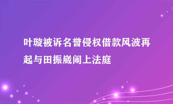 叶璇被诉名誉侵权借款风波再起与田振崴闹上法庭