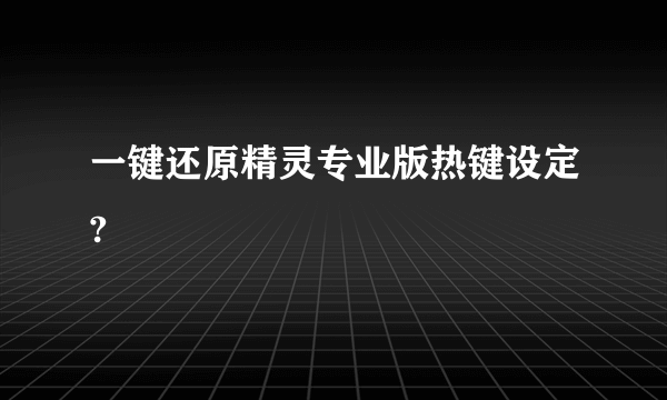 一键还原精灵专业版热键设定?