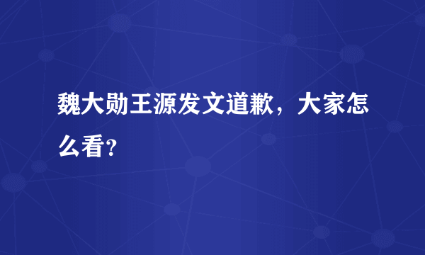 魏大勋王源发文道歉，大家怎么看？