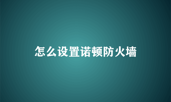 怎么设置诺顿防火墙