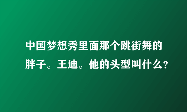 中国梦想秀里面那个跳街舞的胖子。王迪。他的头型叫什么？