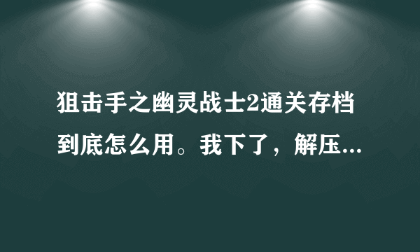 狙击手之幽灵战士2通关存档到底怎么用。我下了，解压后放到了按网上说的那个文件下面。