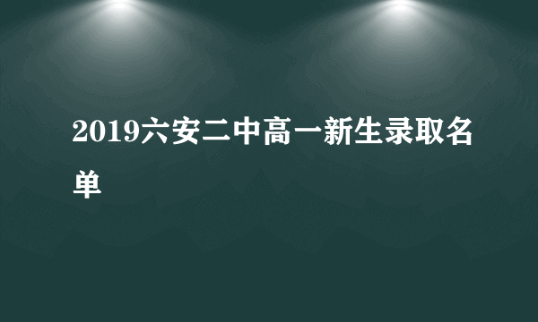 2019六安二中高一新生录取名单