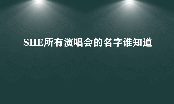 SHE所有演唱会的名字谁知道