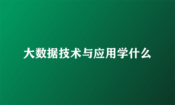 大数据技术与应用学什么