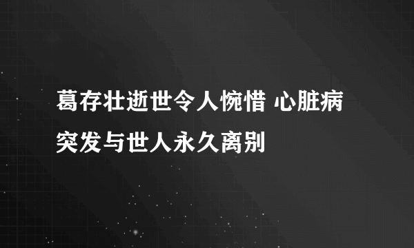 葛存壮逝世令人惋惜 心脏病突发与世人永久离别