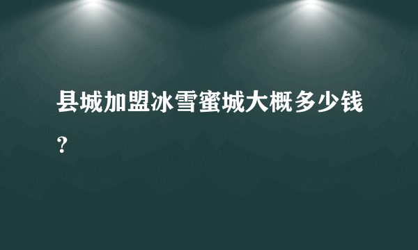 县城加盟冰雪蜜城大概多少钱？