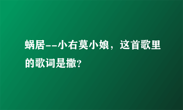 蜗居--小右莫小娘，这首歌里的歌词是撒？