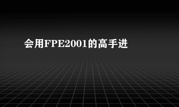 会用FPE2001的高手进