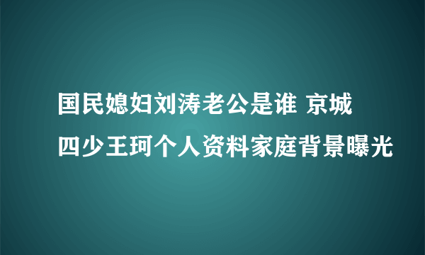 国民媳妇刘涛老公是谁 京城四少王珂个人资料家庭背景曝光