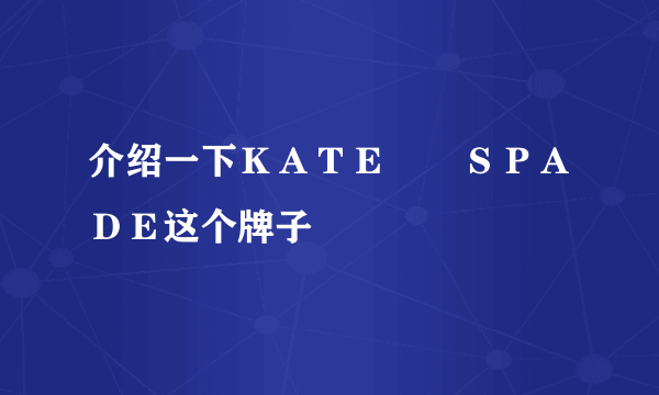 介绍一下ＫＡＴＥ　　ＳＰＡＤＥ这个牌子