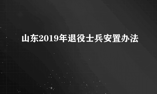 山东2019年退役士兵安置办法