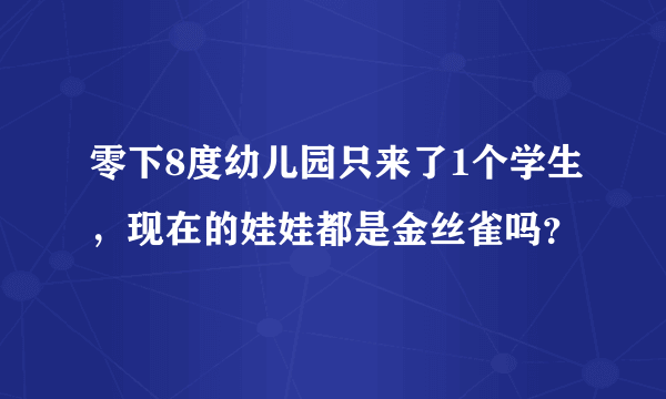 零下8度幼儿园只来了1个学生，现在的娃娃都是金丝雀吗？