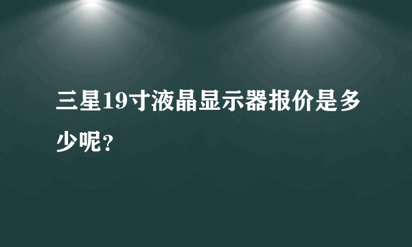 三星19寸液晶显示器报价是多少呢？