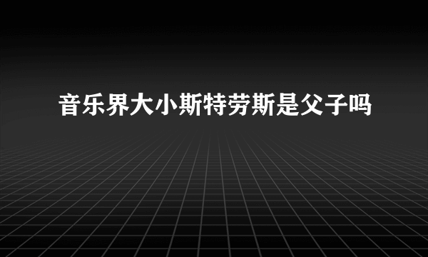 音乐界大小斯特劳斯是父子吗