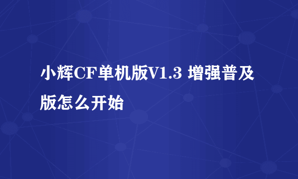 小辉CF单机版V1.3 增强普及版怎么开始