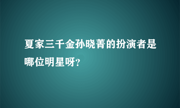 夏家三千金孙晓菁的扮演者是哪位明星呀？