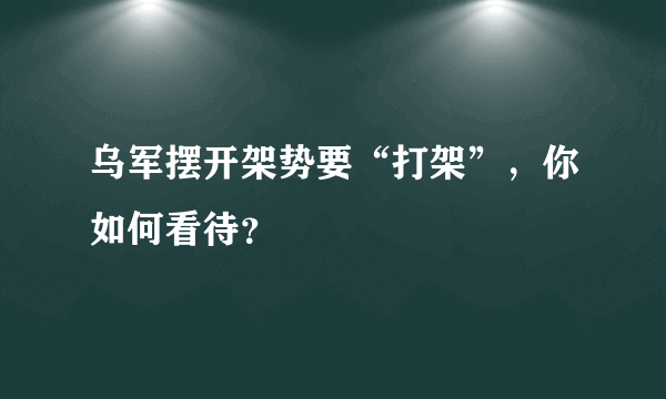 乌军摆开架势要“打架”，你如何看待？