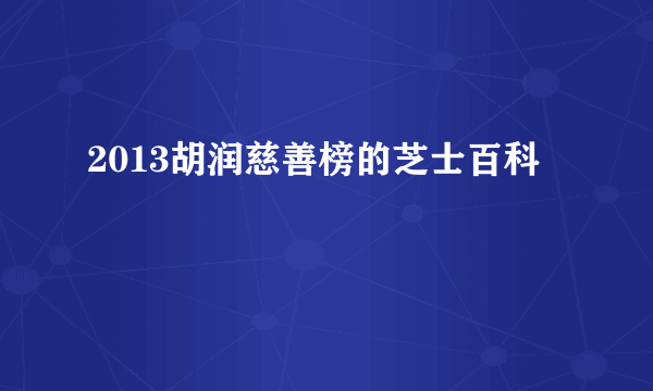 2013胡润慈善榜的芝士百科