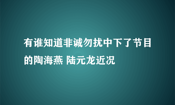 有谁知道非诚勿扰中下了节目的陶海燕 陆元龙近况