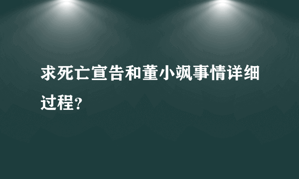 求死亡宣告和董小飒事情详细过程？