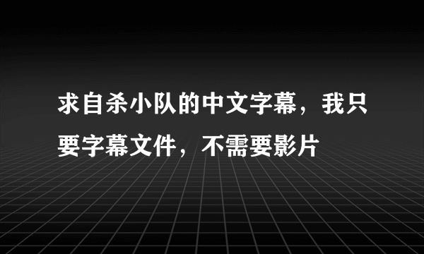 求自杀小队的中文字幕，我只要字幕文件，不需要影片