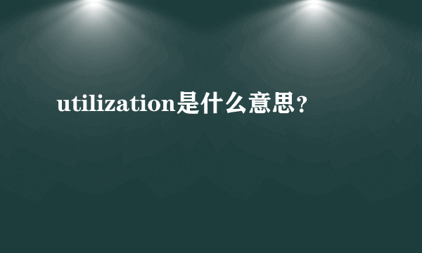 utilization是什么意思？