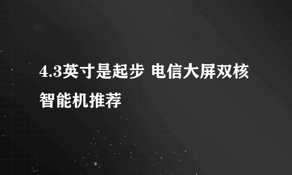 4.3英寸是起步 电信大屏双核智能机推荐