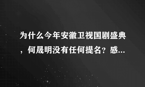 为什么今年安徽卫视国剧盛典，何晟明没有任何提名？感觉今年的每一部电视剧都有他