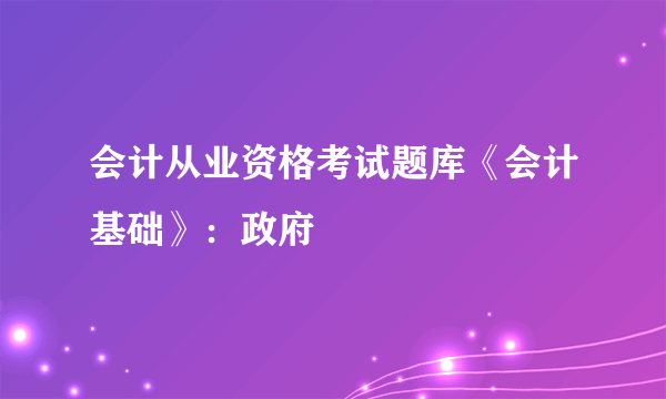 会计从业资格考试题库《会计基础》：政府