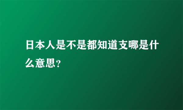 日本人是不是都知道支哪是什么意思？