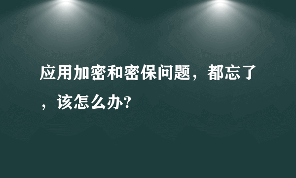 应用加密和密保问题，都忘了，该怎么办?