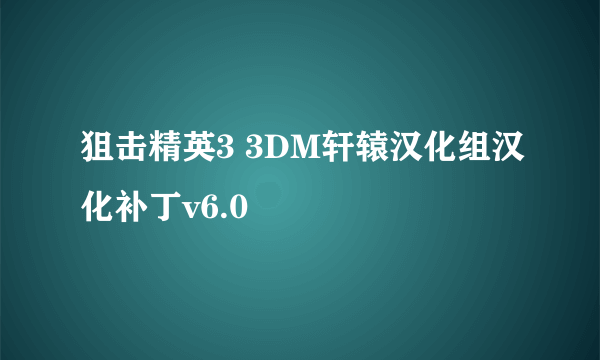 狙击精英3 3DM轩辕汉化组汉化补丁v6.0