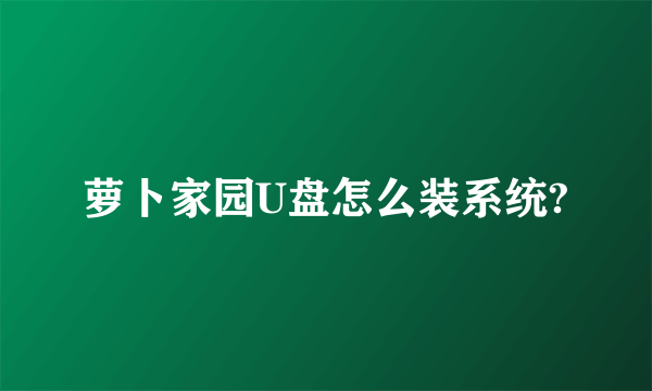 萝卜家园U盘怎么装系统?