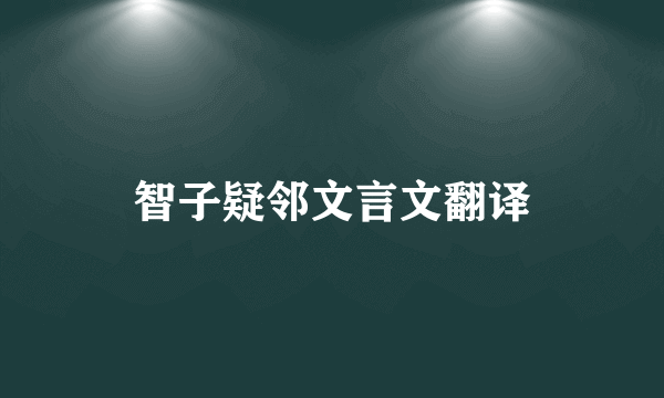 智子疑邻文言文翻译