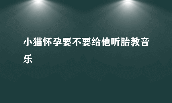 小猫怀孕要不要给他听胎教音乐